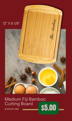 12" x 8" Medium Fiji Bamboo Cutting Board (Qty 20)