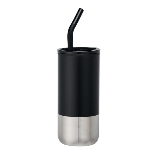 Black 18 oz Tumbler with matching silicone tip straw