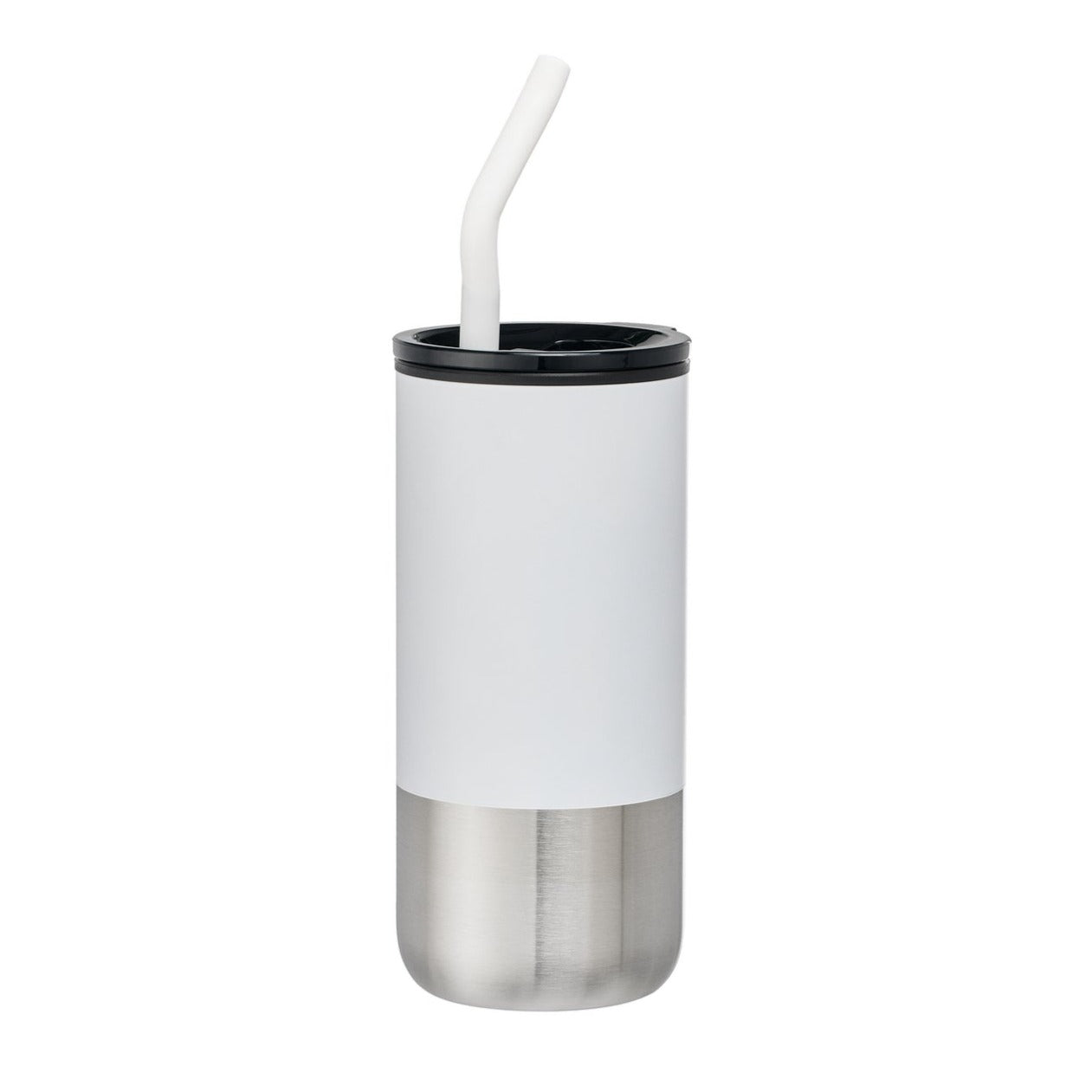 White 18 oz Tumbler with matching silicone tip straw