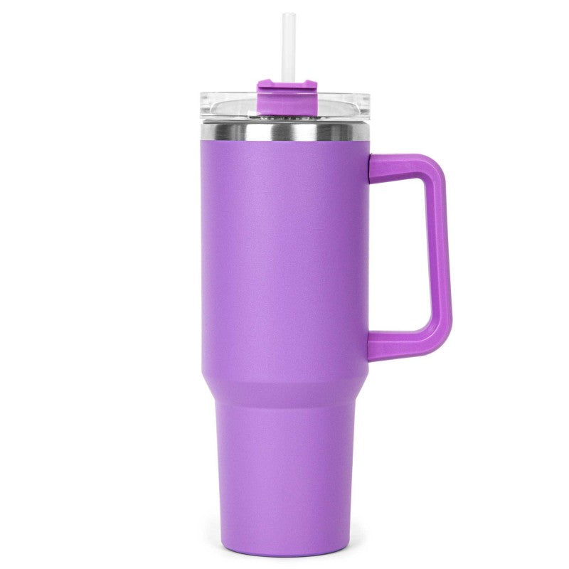 40 oz Double Wall SS Vacuum Travel Mug & Straw Lid with Twist Closure (Qty 20)